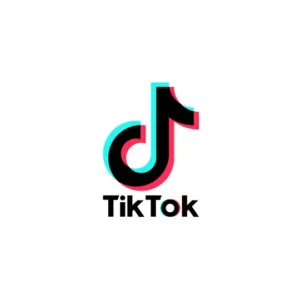 Tiktok D logo in black blue and red