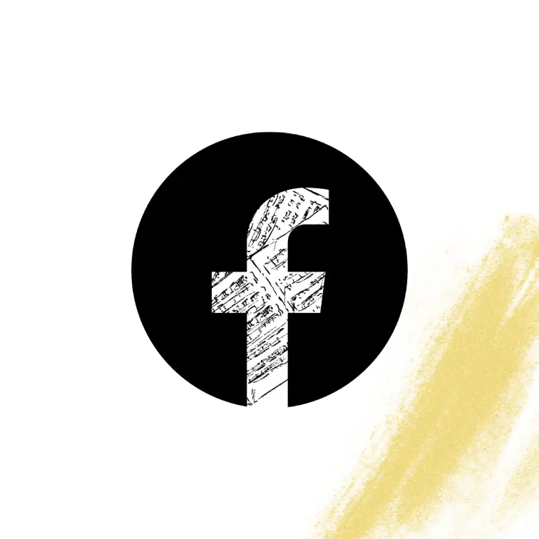 black Facebook logo with scribblings filling the 'F'