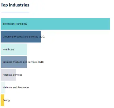 Statistics for top industries in the unicorn market 2023 by pitchbook inc