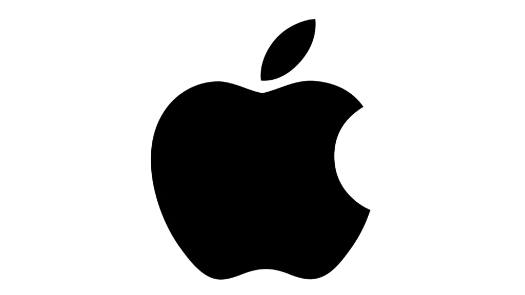 Apple bite black and white transparent logo.