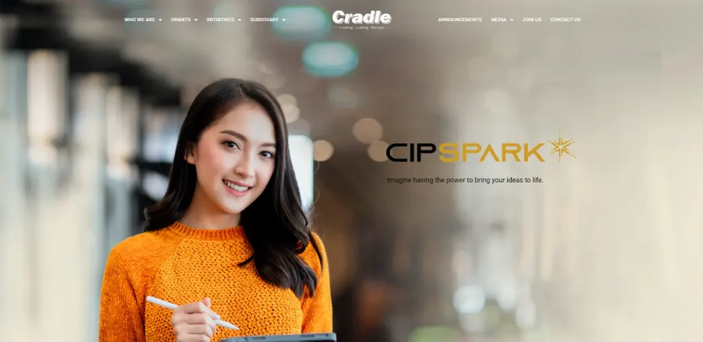 CIP Spark cradle fund web page