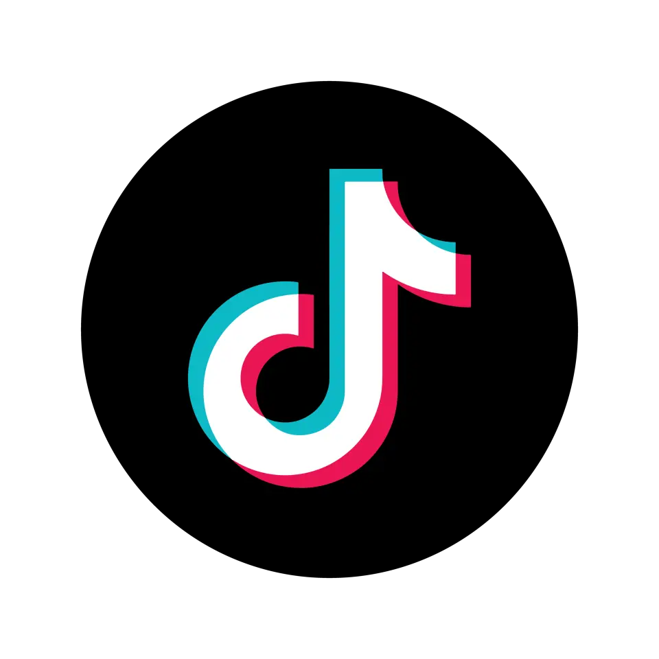 Logo media sosial TikTok huruf 'D' bewarna hitam putih