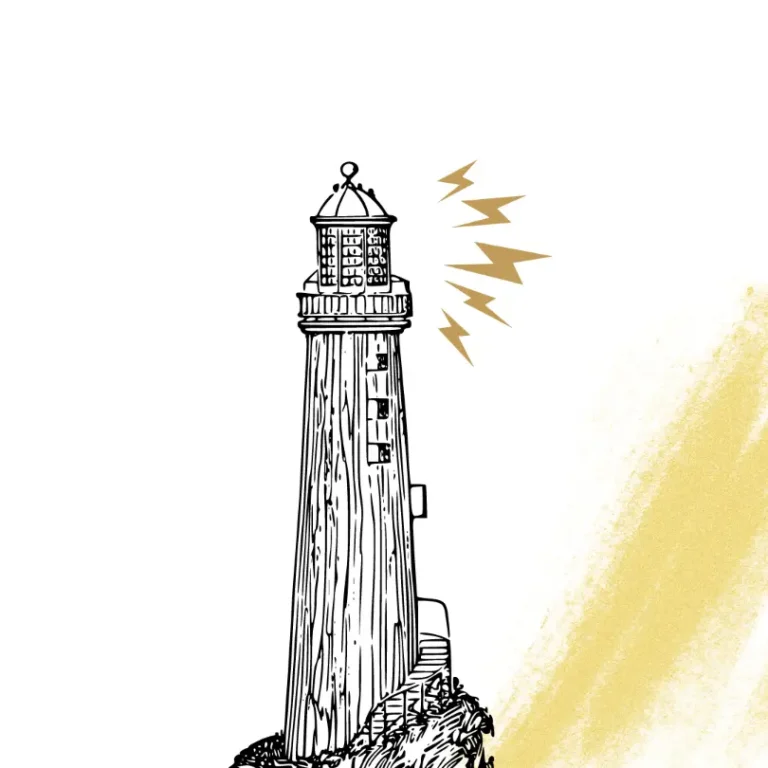 A lighthouse emitting soundwaves in a blank background as a symbol of social media agency in Malaysia.