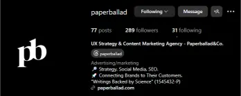 An Instagram profile of a Malaysian social media marketing firm showing follower count, bio and icon optimized for brand awareness.